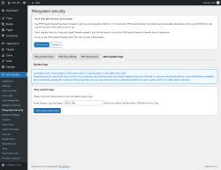 Page screenshot: WP Security &rarr; Filesystem Security &rarr; Host system logs