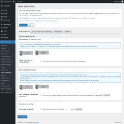 Page screenshot: WP Security &rarr; Spam Prevention