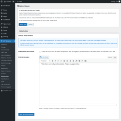 Page screenshot: WP Security &rarr; Maintenance