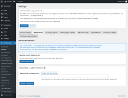 Page screenshot: WP Security &rarr; Settings &rarr; .htaccess file