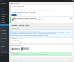 Page screenshot: WP Security &rarr; User Accounts