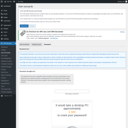 Page screenshot: WP Security &rarr; User Accounts &rarr; Password