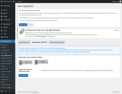Page screenshot: WP Security &rarr; User Registration &rarr; Registration CAPTCHA