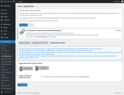 Page screenshot: WP Security &rarr; User Registration &rarr; Registration honeypot