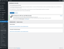 Page screenshot: WP Security &rarr; Database Security &rarr; Database backup