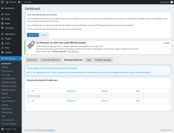 Page screenshot: WP Security &rarr; Permanent block list