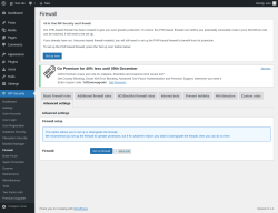 Page screenshot: WP Security &rarr; Firewall &rarr; Advanced settings