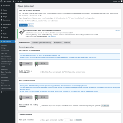 Page screenshot: WP Security &rarr; Spam Prevention