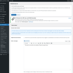 Page screenshot: WP Security &rarr; Maintenance
