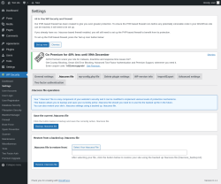 Page screenshot: WP Security &rarr; Settings &rarr; .htaccess file
