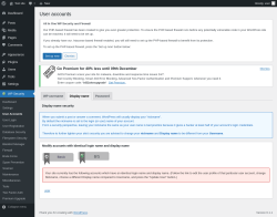 Page screenshot: WP Security &rarr; User Accounts &rarr; Display name