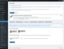 Page screenshot: WP Security &rarr; User Login &rarr; Force logout