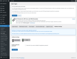 Page screenshot: WP Security &rarr; User Login &rarr; Additional settings