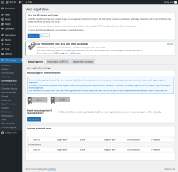 Page screenshot: WP Security &rarr; User Registration