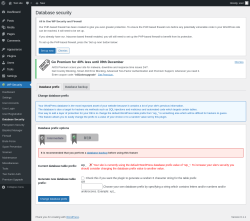 Page screenshot: WP Security &rarr; Database Security