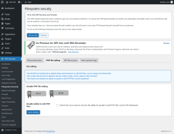 Page screenshot: WP Security &rarr; Filesystem Security &rarr; PHP file editing