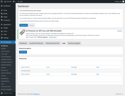 Page screenshot: WP Security &rarr; Logs