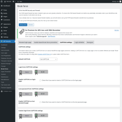 Page screenshot: WP Security &rarr; Brute Force &rarr; CAPTCHA settings
