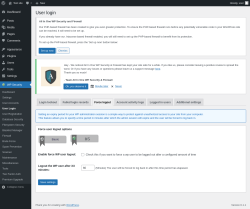 Page screenshot: WP Security &rarr; User Login &rarr; Force logout