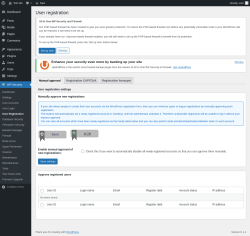 Page screenshot: WP Security &rarr; User Registration