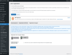 Page screenshot: WP Security &rarr; User Registration &rarr; Registration honeypot