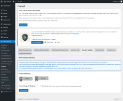 Page screenshot: WP Security &rarr; Firewall &rarr; Prevent hotlinks