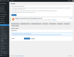 Page screenshot: WP Security &rarr; Firewall &rarr; Advanced settings