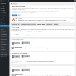 Page screenshot: WP Security &rarr; Brute Force &rarr; CAPTCHA settings