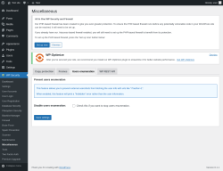 Page screenshot: WP Security &rarr; Miscellaneous &rarr; Users enumeration