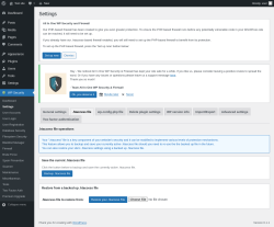 Page screenshot: WP Security &rarr; Settings &rarr; .htaccess file