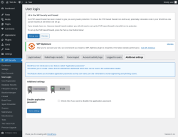 Page screenshot: WP Security &rarr; User Login &rarr; Additional settings