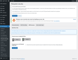 Page screenshot: WP Security &rarr; Filesystem Security &rarr; WP file access