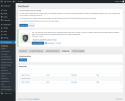 Page screenshot: WP Security &rarr; Debug logs