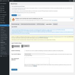 Page screenshot: WP Security &rarr; Brute Force &rarr; Login whitelist