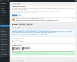 Page screenshot: WP Security &rarr; User Accounts