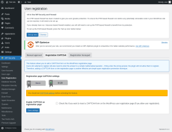 Page screenshot: WP Security &rarr; User Registration &rarr; Registration CAPTCHA