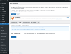 Page screenshot: WP Security &rarr; Miscellaneous &rarr; Frames