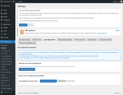 Page screenshot: WP Security &rarr; Settings &rarr; wp-config.php file