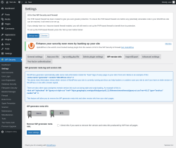 Page screenshot: WP Security &rarr; Settings &rarr; WP version info