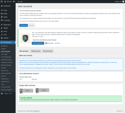 Page screenshot: WP Security &rarr; User Accounts