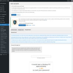 Page screenshot: WP Security &rarr; User Accounts &rarr; Password tool