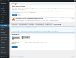 Page screenshot: WP Security &rarr; User Login &rarr; Additional settings