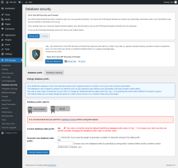 Page screenshot: WP Security &rarr; Database Security