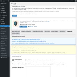 Page screenshot: WP Security &rarr; Firewall &rarr; Custom rules