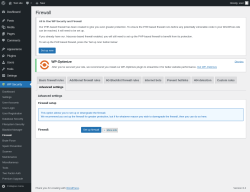 Page screenshot: WP Security &rarr; Firewall &rarr; Advanced settings