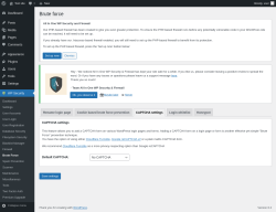 Page screenshot: WP Security &rarr; Brute Force &rarr; CAPTCHA settings
