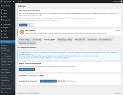 Page screenshot: WP Security &rarr; Settings &rarr; wp-config.php file