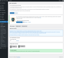 Page screenshot: WP Security &rarr; User Accounts