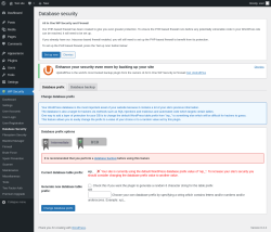 Page screenshot: WP Security &rarr; Database Security