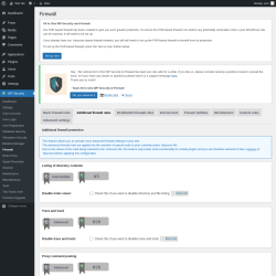 Page screenshot: WP Security &rarr; Firewall &rarr; Additional firewall rules